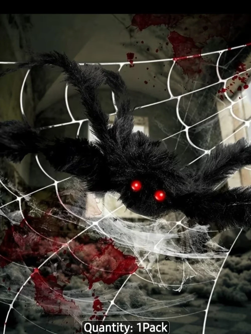 Outdoor Halloween Spider Web Decoration with Large Black Spider - 1 Pack